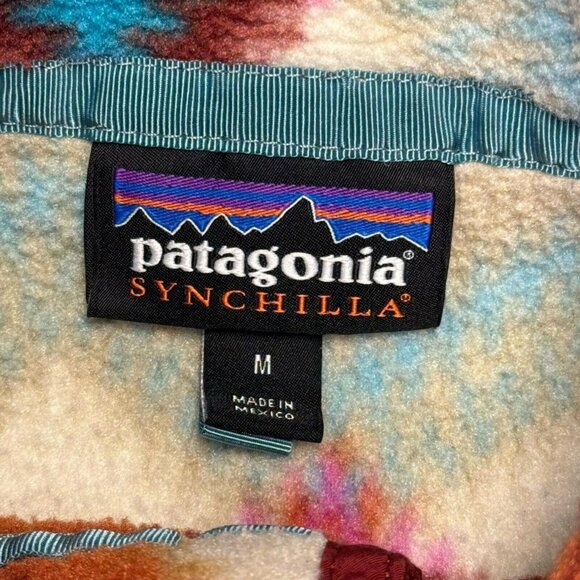 PATAGONIA Synchilla Snap-T Pullover Fleece Timber Twist Aztec Print Women M Snap - Picture 5 of 8